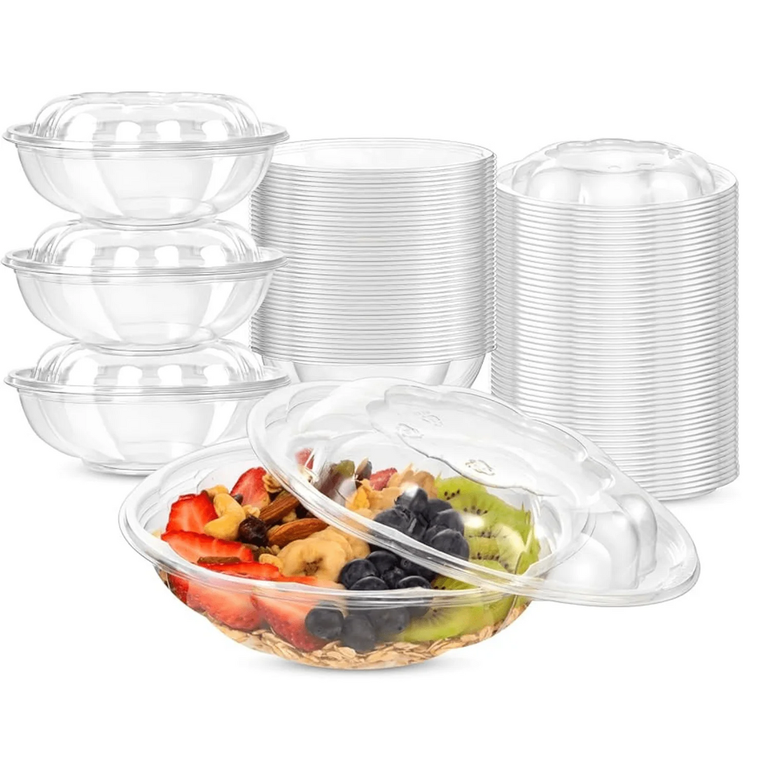 24oz Rose Salad Bowls To-Go Containers with Airtight Lids Disposable plastic