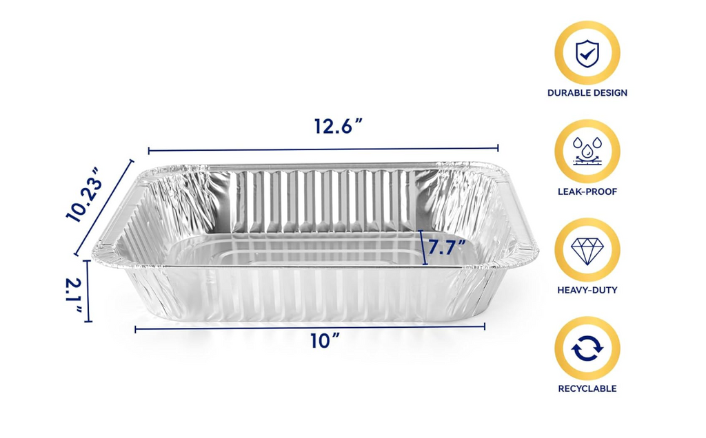 Heavy Duty Aluminum Foil Pans, 35 Pack, Full Size Deep 9x13 Inch, Rectangular, Disposable Steam Table Pans, Oven & Grill Safe half deep